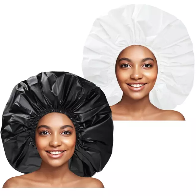 Super Jumbo Shower Cap 2 PCS Waterproof Shower Caps for Women, Extra Large Showe