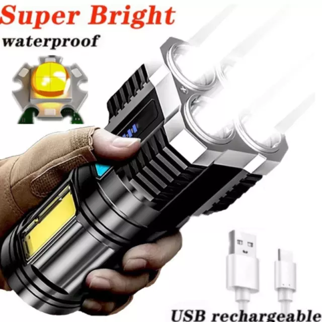 Rechargeable Flashlight, LED USB Waterproof Super Bright Powerful Large Beam