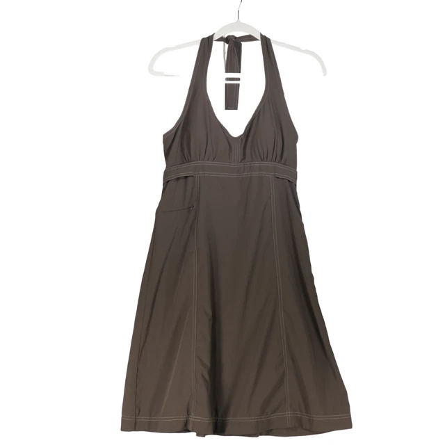 Athleta Athletic Dress Womens Size 8p 8 Petite Brown Smocked Halter Top Stretch