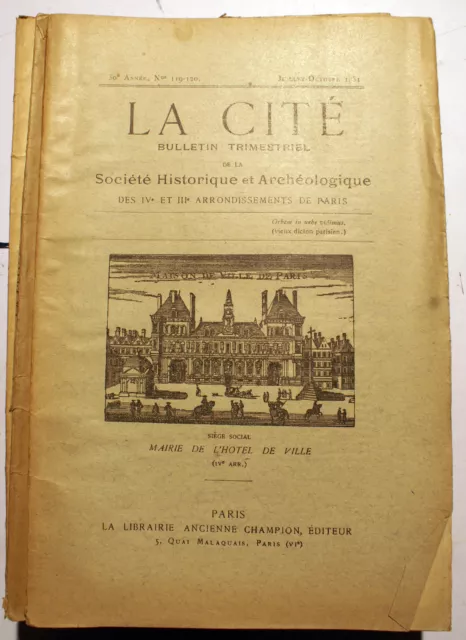 Paris/La Cite/Revue D Histoire Et D Archeologie/Iv Et Iii Arrondissements/N°119