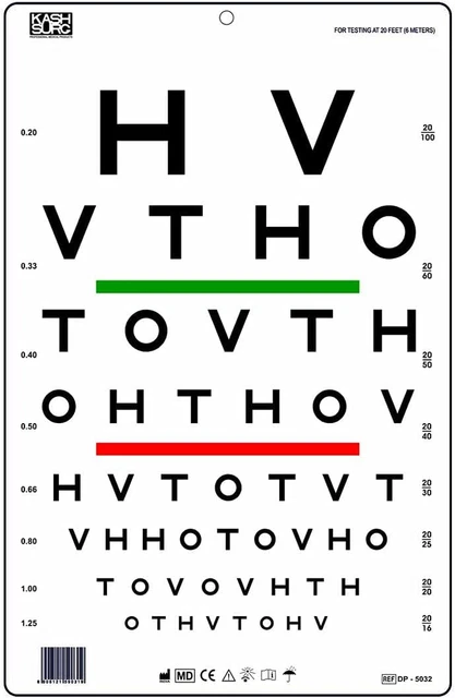 HOTV Visual Acuity Color Vision Chart 20 Feet