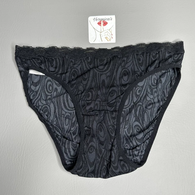 VINTAGE SWIRLY GILLIAN O’Malley Black Sheer Panties Lace Trim Size