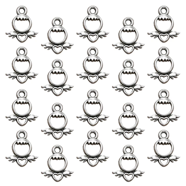 20 Stück Legierung Aushöhlen Herz von Engel Form Anhänger Charms DIY Schmuck Her