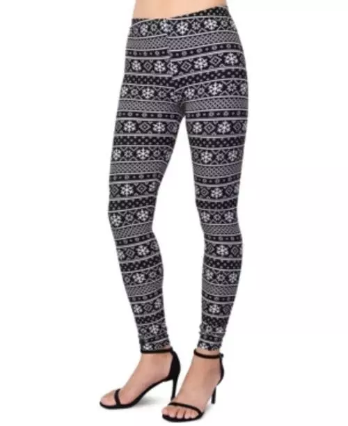 MSRP $20 Planet Gold Juniors' Printed Holiday Leggings Black Size Small