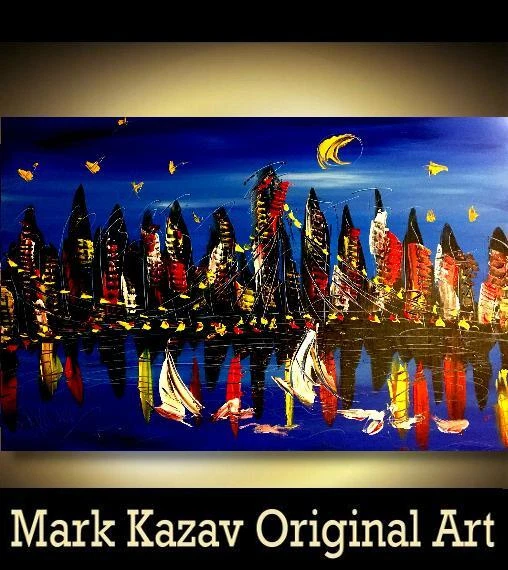 NEW YORK CITY    Abstract Pop Art Painting Original Oil  Canvas Gallery  T453