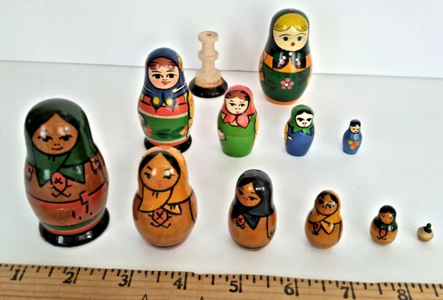 Beautiful Hand-Painted Wooden Russian Matryoshka Dolls from the Former USSR