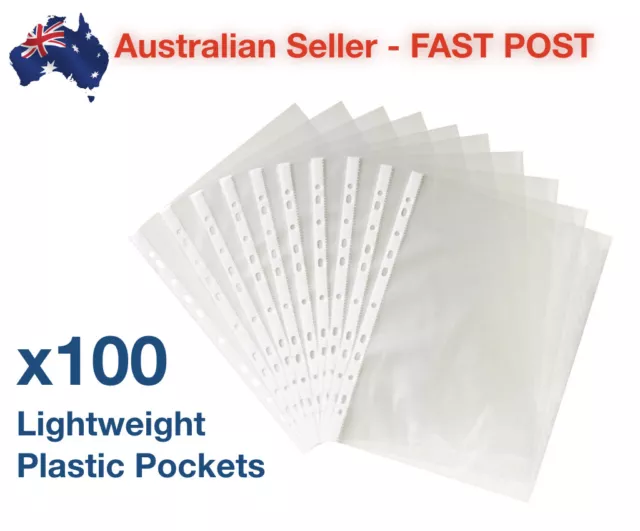 100 Pack A4 Sheet Protector Plastic Pockets Bulk Lot Clear Reinforced Folder NEW