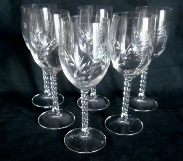 6 Verres à  VIN BLANC en cristal d'Arques, modèle  Fleury taille Epi, 19,5 cl
