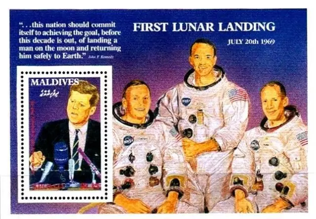 Maldive Ile 1988 Kennedy Mort Anniversaire & Espace Apollo Xi S/S Sc#1310 MNH De