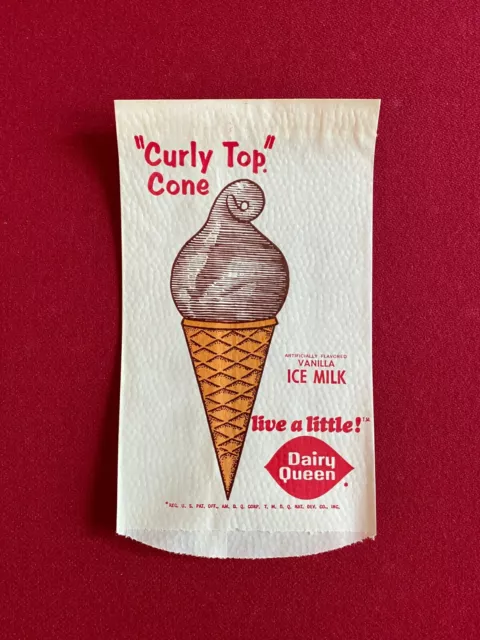 1960's, Dairy Queen, "Un-Used" "Curly Top" Cone Wrapper (Scarce / Vintage)