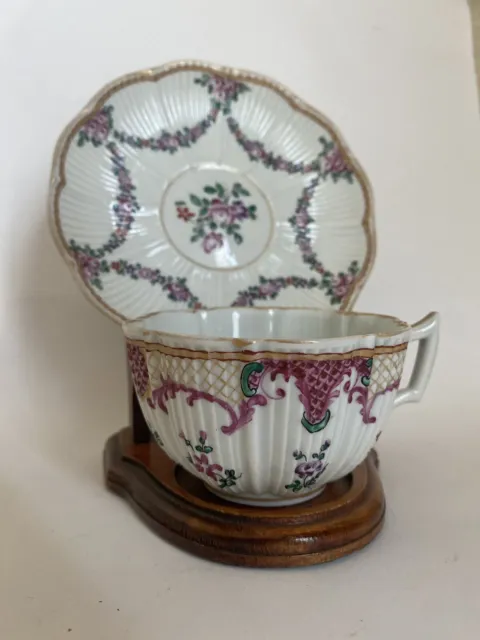 Antique French Samson Chinese Export Handpainted cup and saucer