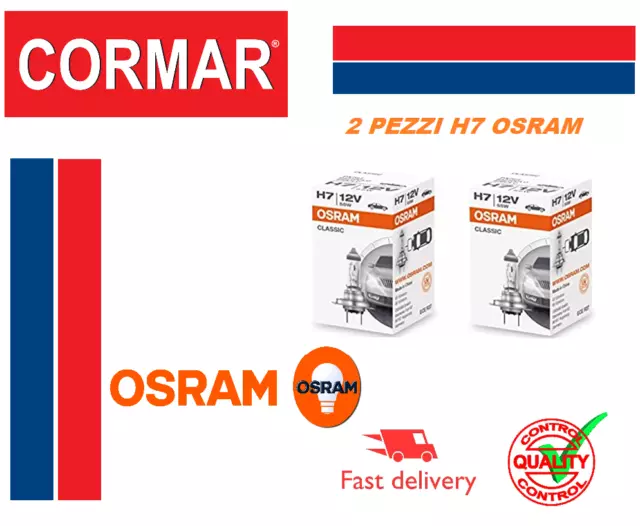 OSRAM h7 12v 55w  2 lampadine alogene coppia lampade fari anteriori LONG LIFE