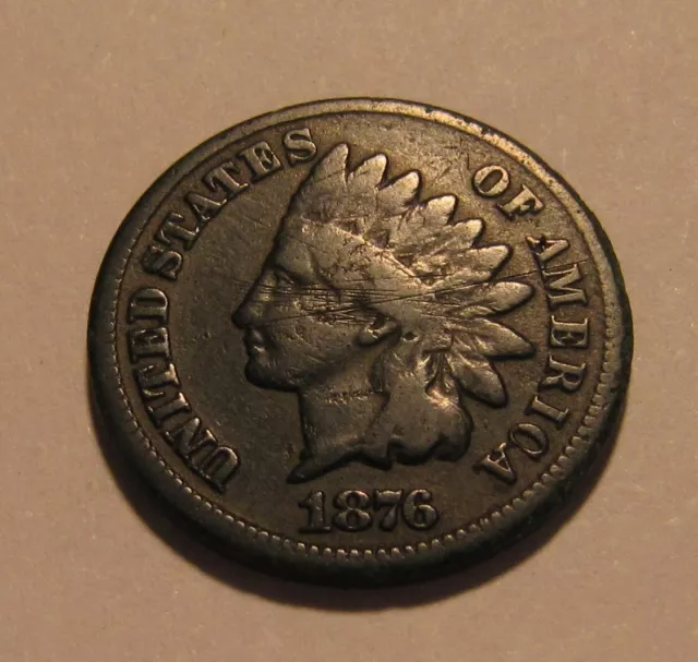 1876 Indian Head Cent Penny - Fine Detail - 74SA