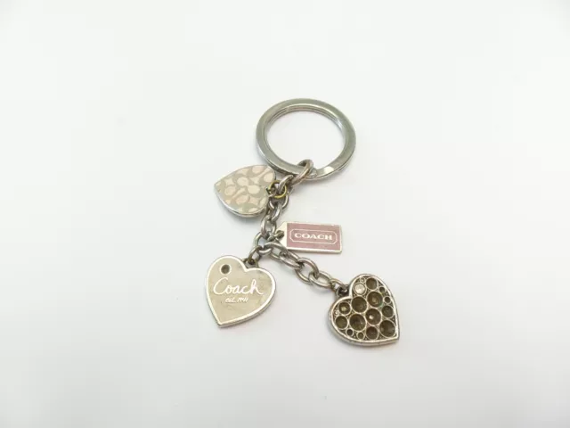 Coach Gold Multi Heart Bag Purse Charm Keychain Key Ring *Cute* Rare