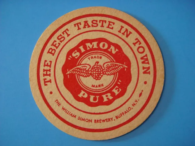 Vintage Beer Coaster ~ WILLIAM SIMON Brewery Old Abbey Ale ~ Buffalo, NEW YORK