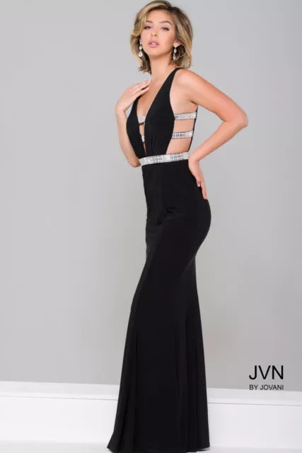 Black Cut out Sleeveless Jersey Dress JVN45578 JVN PROM COLLECTION