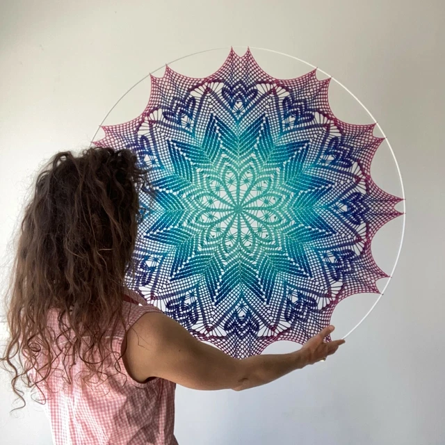 Mandala LOTUS 90cm/ Attrape-rêve/ Dentelle/ Macramé/ Déco/ Méditation/ Energie