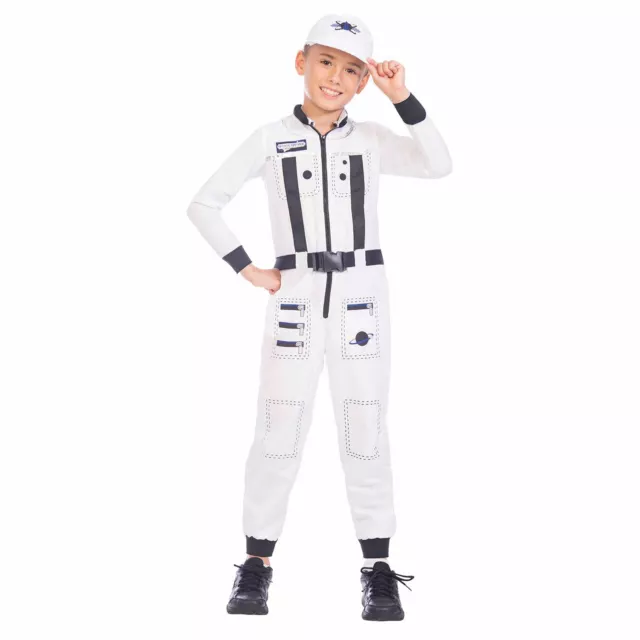 Ragazzi Bambini Spazio Astronauta Uniforme Abito Libro Giorno Costume Tuta & Hat