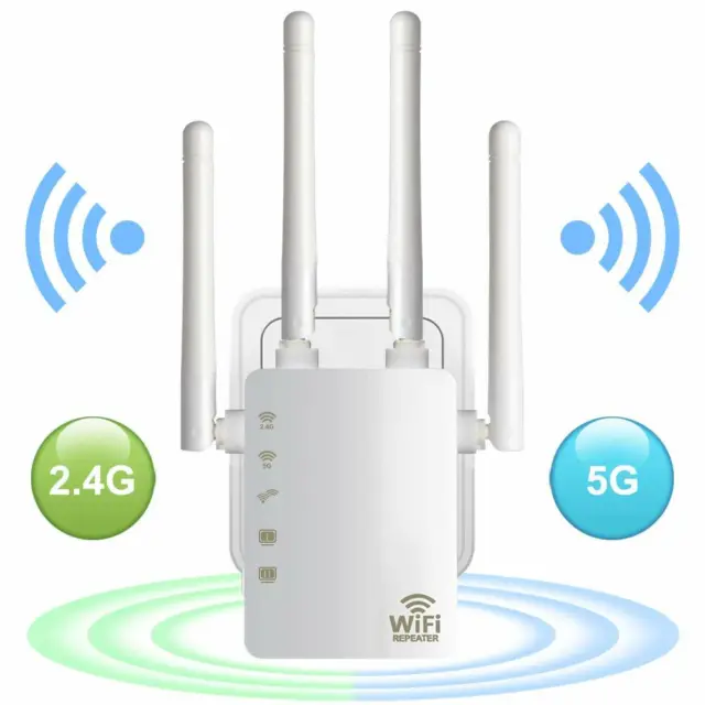 300/1200Mbps Dual-Band 2.4/5G 4Antenna Wifi Repeater Router Wi-Fi Range Extender 3