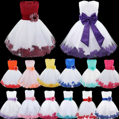 Petals Baby Princess Bridesmaid Flower Girls Dress Wedding Formal Maxi Prom Gown