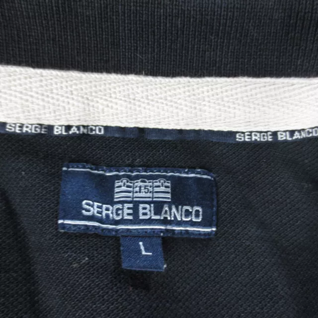 Serge Blanco Polo Homme L Noir Coton Manches Longues 3