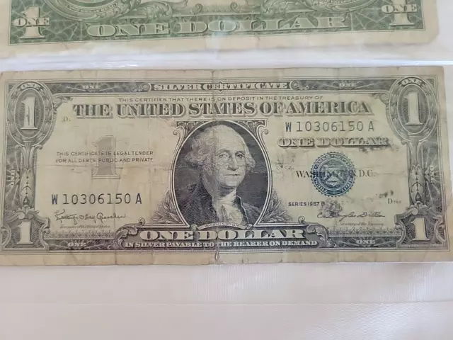 1957 & 1957B Silver Certificate One Dollar Bill $1 Blue Seal Avg Circulated