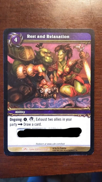 2007 World of Warcraft WOW TCG CCG Rest and Relaxation Loot Card Used