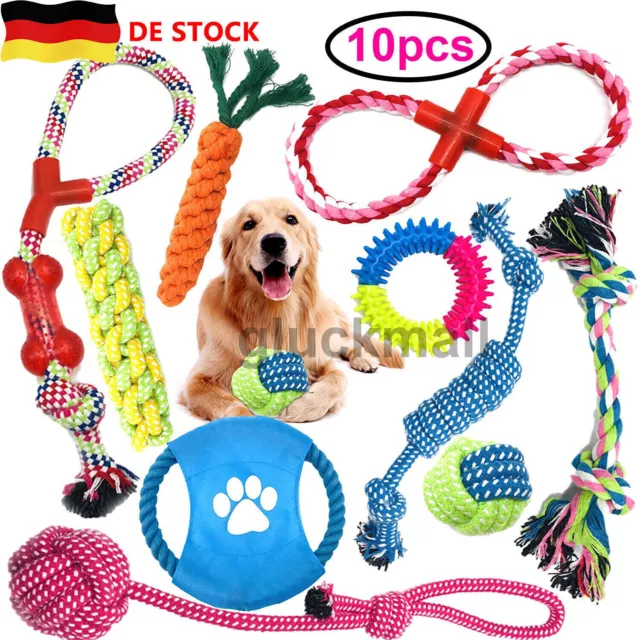 10er Hundespielzeug Set Hundeseile Kauspielzeug mittelgroße Hund Welpen Kau LOVE