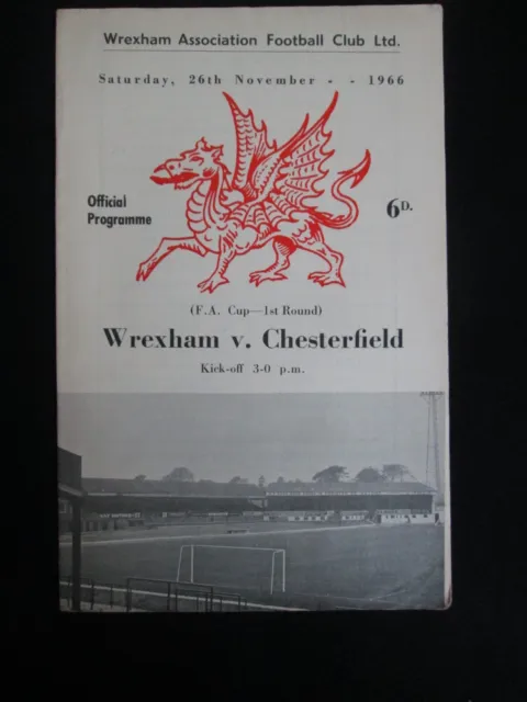 Wrexham v Chesterfield 26th Nov 1966 FA Cup 1st Round Football Programme C29
