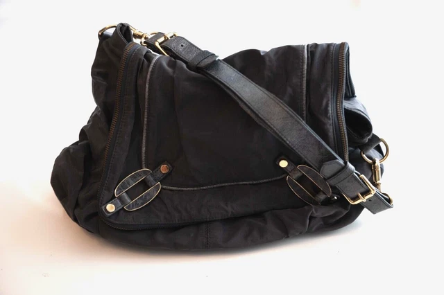 Treesje Grey-Blue Medium-Large Adjustable Strap Handbag - Soft Poofed Nylon