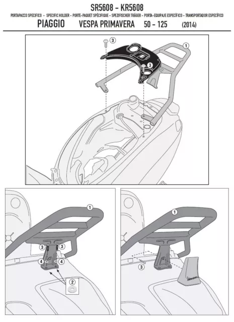 SR5608 GIVI ATTACCO BAULETTO per PIAGGIO VESPA SPRINT 50-125-150 2017 2018