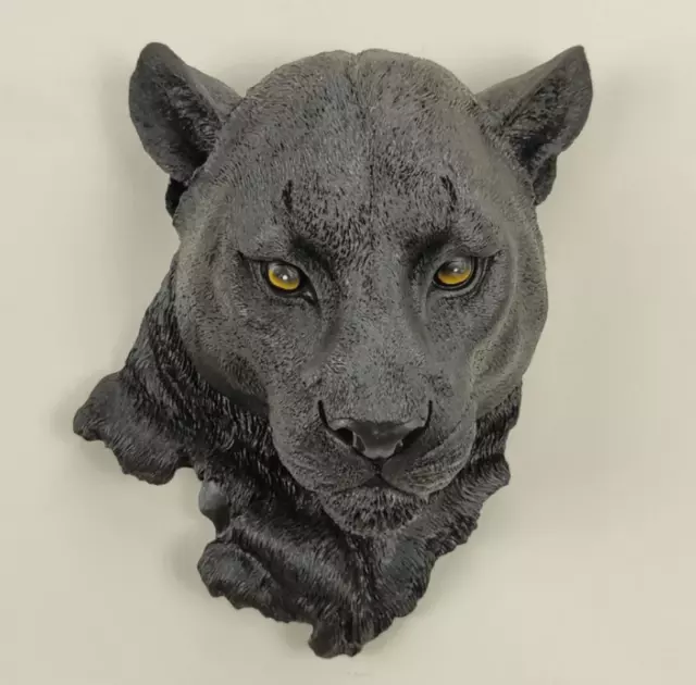 Black Panther Head Wall Sculpture, 9 inches 22 cm, Puma Head Wall Decor