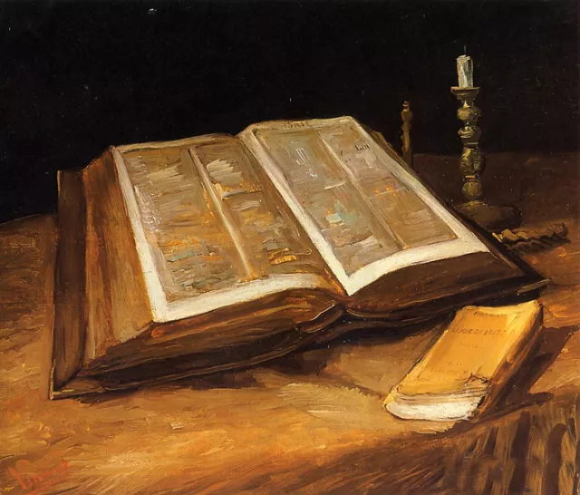 Dream-art Oil painting Vincent Van Gogh - Still Life with book Bible hand paint