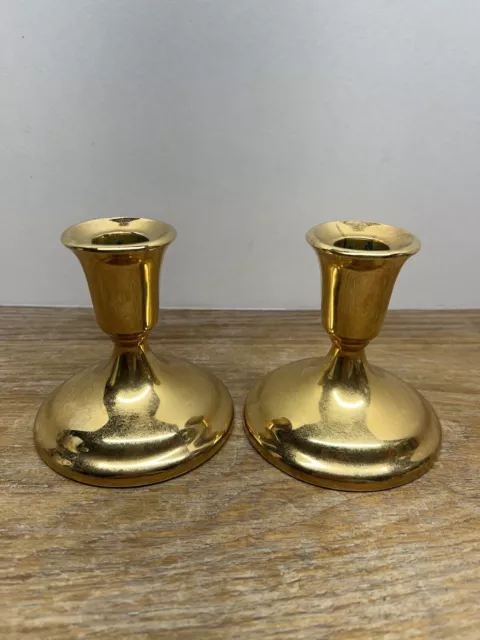 International  Silver Company, Gold-Plated Finish Candlestick Holder Vtg