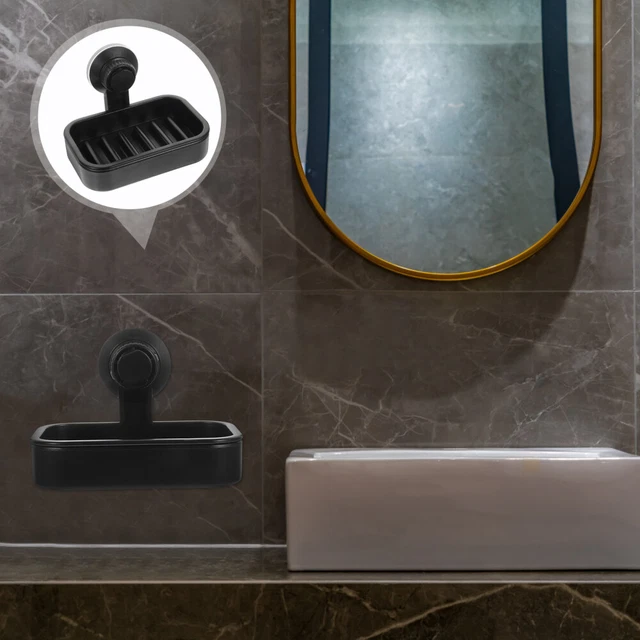 BEBUSINGOTO Portasapone A Ventosa Per Doccia Da Bagno, Montaggio A Parete Non Necessita Di Foratura Portasapone In Plastica Rimovibile Con Scarico E Porta Spugna 87069040