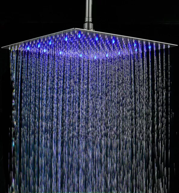 40 cm Soffione doccia Led Quadrato Grande Acciaio inox Pioggia Rubinetto doccia 2