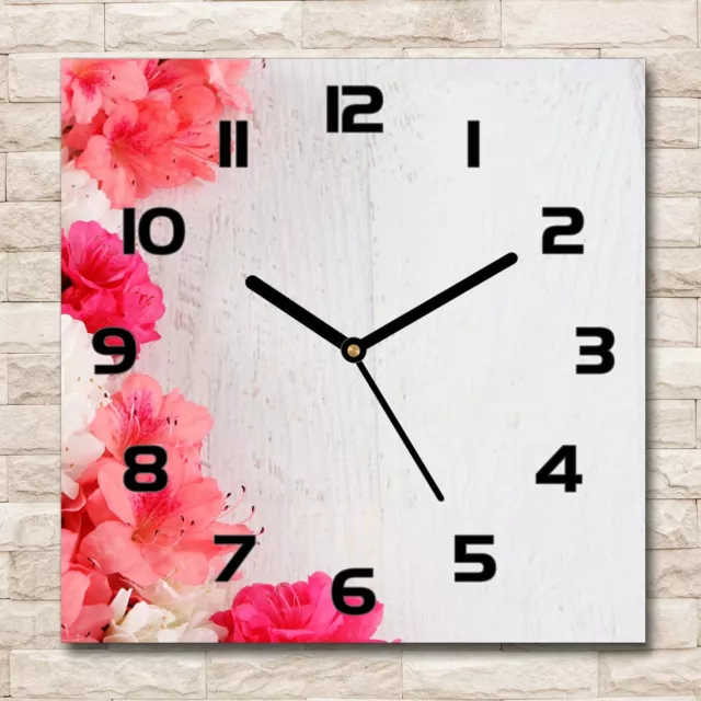 Reloj Decorativo de Vidrio Templado Estilo Moderno Variantes 30x30 flores Flores