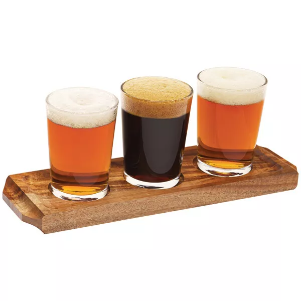 Utopia Acacia Wood Wine/Beer Flight | Drinks Beer Tasting Paddle