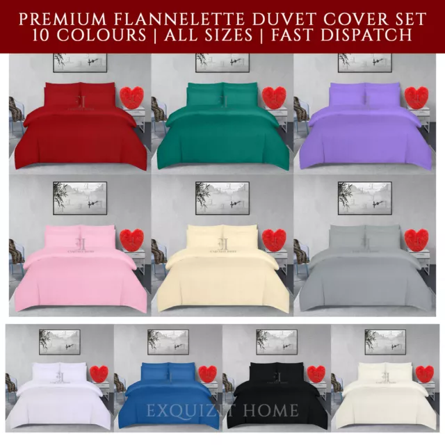 100% Brushed Cotton Flannelette Duvet Quilt Cover Set Pillowcase Thermal Bedding