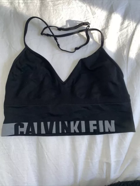 Calvin Klein Modern Cotton Scoop-Neck Logo-Band Bralette QF4393 Black Size  Small