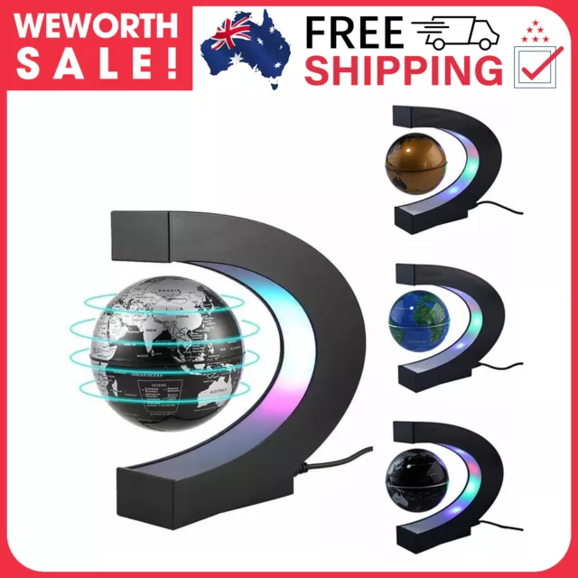 C Shape LED World Map Decoration Magnetic Levitation Floating Globe Light  AU