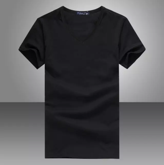 Men's V Neck Round Neck cotton T-shirt Slim Fit Short Sleeve Solid Color Casual