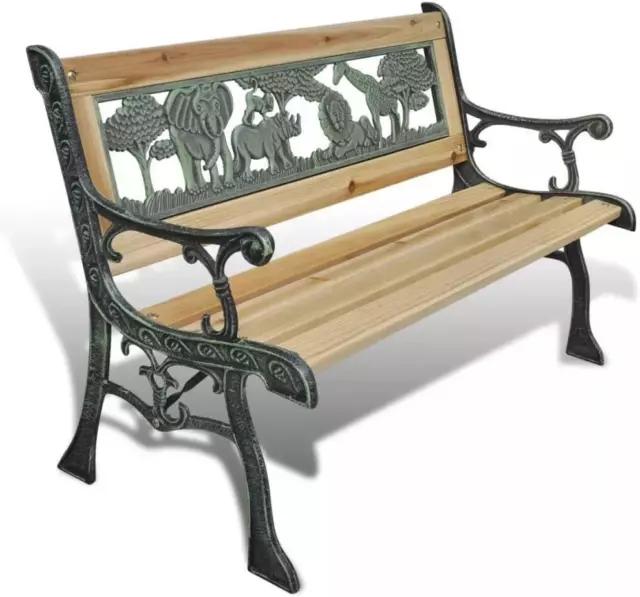 Kid BIRCHTREE 3 Seater Outdoor Wooden Garden Bench Cast Iron Legs Park Seat