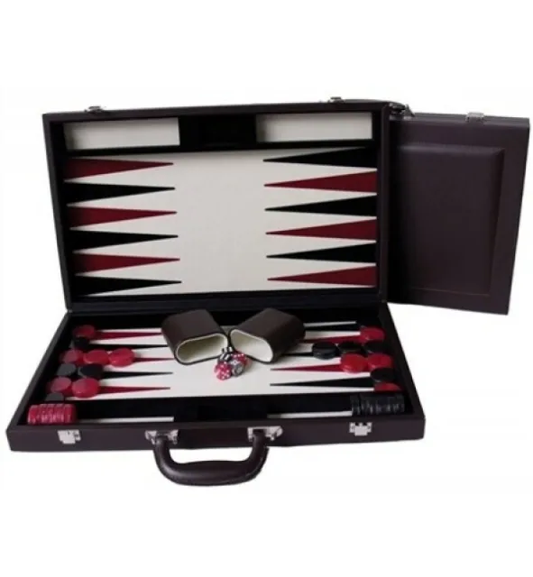 Dal Rossi Luxury 18″ 45 cm Brown PU Leather Backgammon Set NEW!