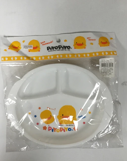 Piyo Piyo - Little Duck Wink Baby Plate - White Base With Multicolors