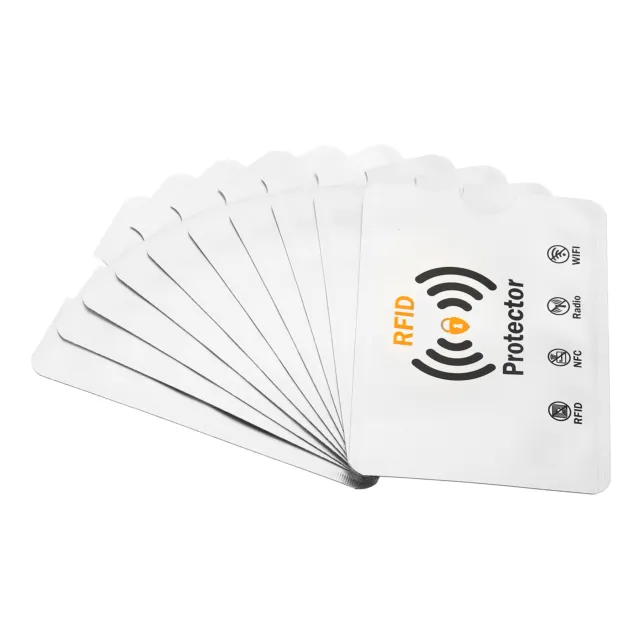 10Pcs RFID Blocking Sleeves Identity Theft Credit Cards Protector Holder White