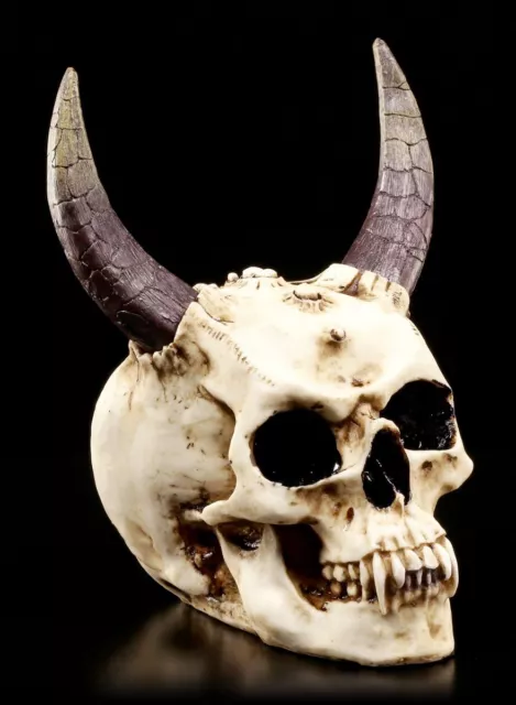 Teufelsschädel mit Hörnern - Totenkopf Skull Figur Schädel Teufel Deko