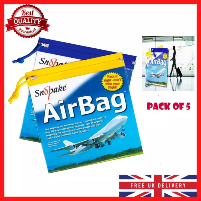 5X Airport Security Flight Air Liquid Bag Zip Clear Plastic Liquids Hand Lugga