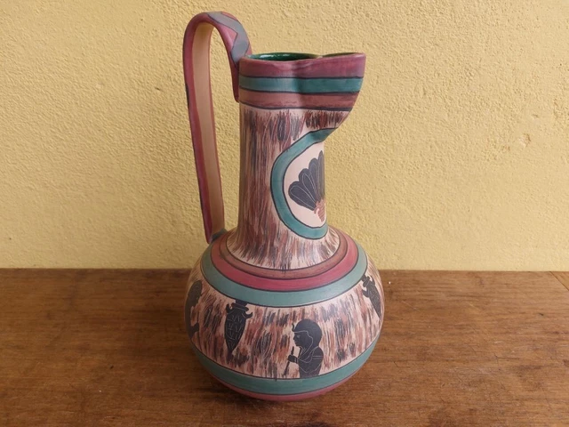 Vaso In Ceramica Dipinta Anni '60 Mab Treviso Anfora Brocca