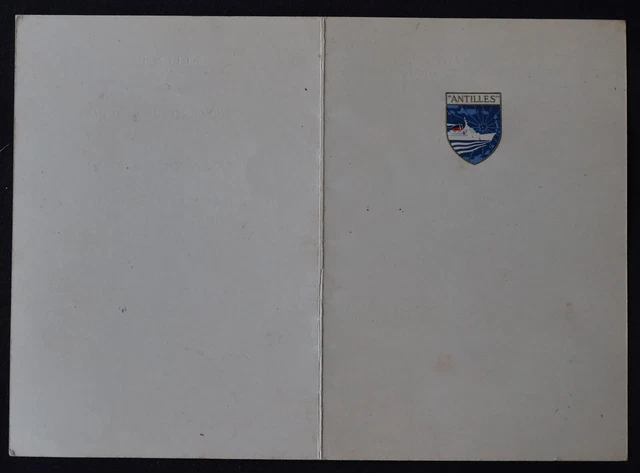 Menu 9 juillet 1953 Paquebot Antilles CGT French Line Transatlantique